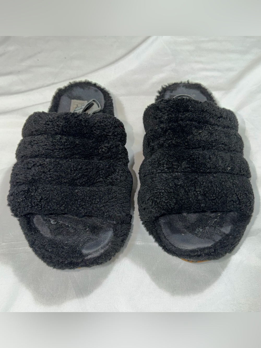 UGG Fluff Yeah Black Shearling Slingback Slide Slippers Women’s 11 - Picture 2 of 9